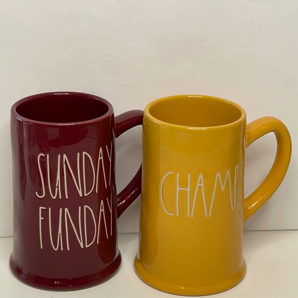Rae Dunn by Magenta Football Sunday Funday Champs Oversized Coffee Mugs Steins - Picture 1 of 13